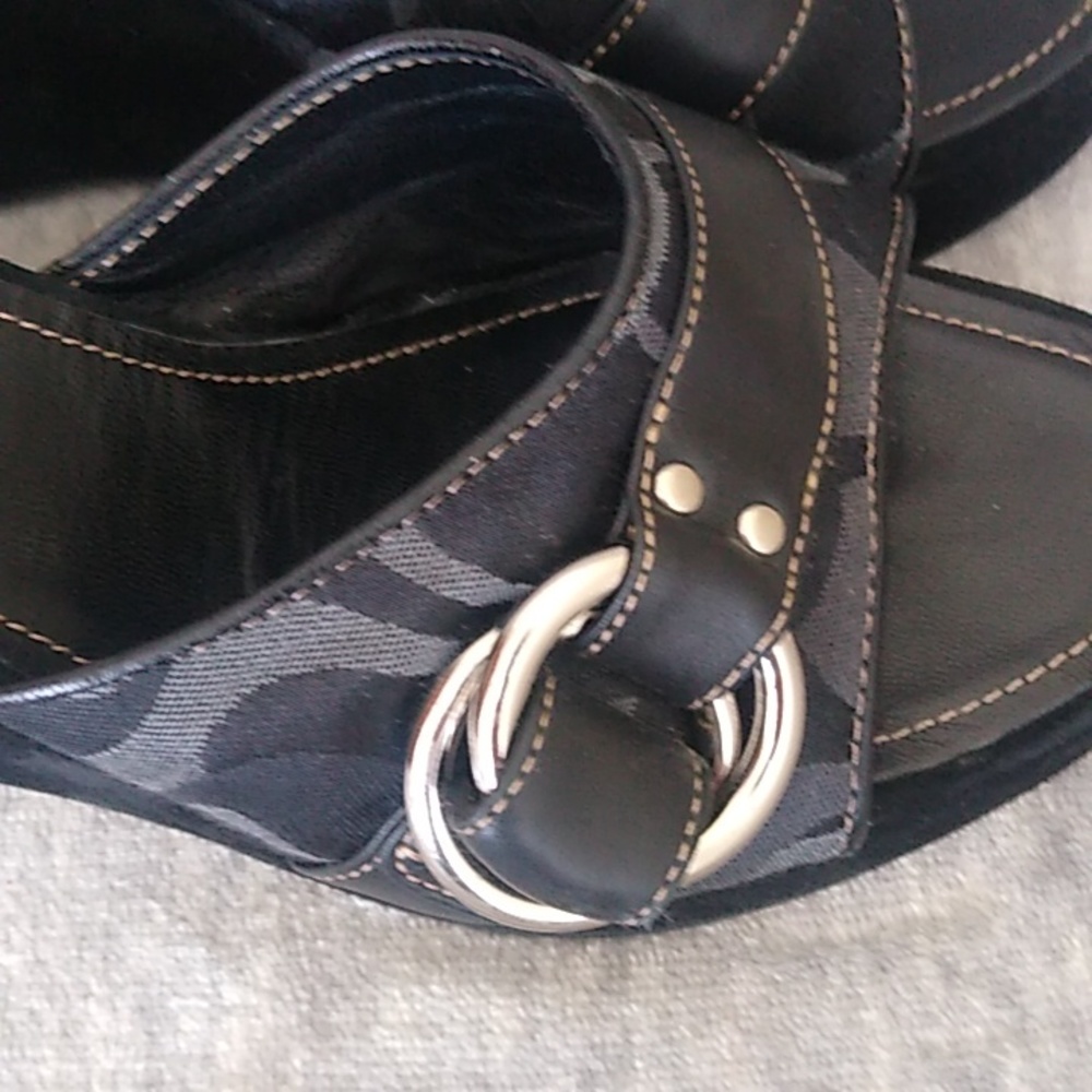 Coach Black and Silver Wedge Sandals - Picture 5 of 16